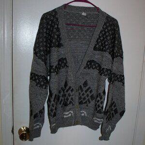Vintage Men's Cardigan - Black/Gray/White